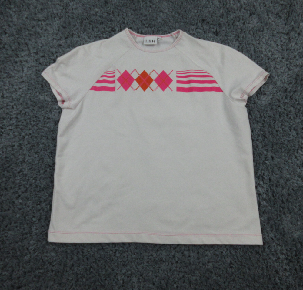 LBH Shirt Womens Extra Large White Pink Athletic Short Sleeve Pullover